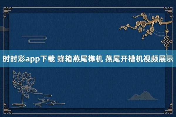 时时彩app下载 蜂箱燕尾榫机 燕尾开槽机视频展示