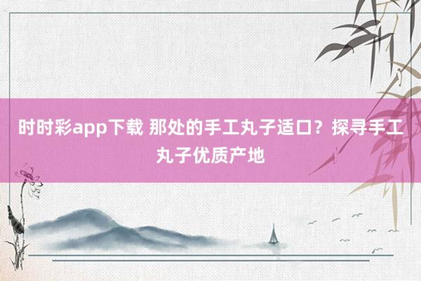 时时彩app下载 那处的手工丸子适口？探寻手工丸子优质产地